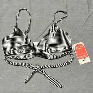 NWT Billabong Black Sands Striped Wrap Swimwear Top
